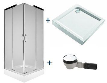 Душова кабіна Kolo Rekord 90x90 (PKDK90222003) сріблястий профіль/скло прозоре з піддоном First+сифон Geberit 150.551.21.1 134637 фото