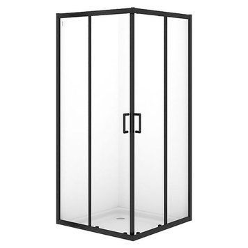 Душевая кабина Cersanit Brasco 90x90 (S168-008) профиль черный/стекло прозрачное + поддон S204-012 986668 фото