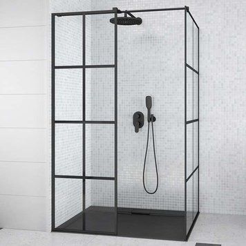 Душова кабіна Besco Walk in Excea 120x90 (EXC-129-190B) чорний профіль/скло прозоре 371724 фото