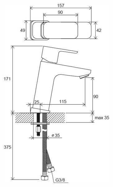 Змішувач для умивальника Ravak 10&deg; Free TD F 014.00CR X070129 (хром) 350099 фото