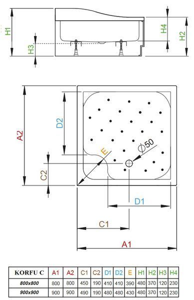 Душовий піддон Radaway Korfu C 80x80 (4C88400-03) 208578 фото