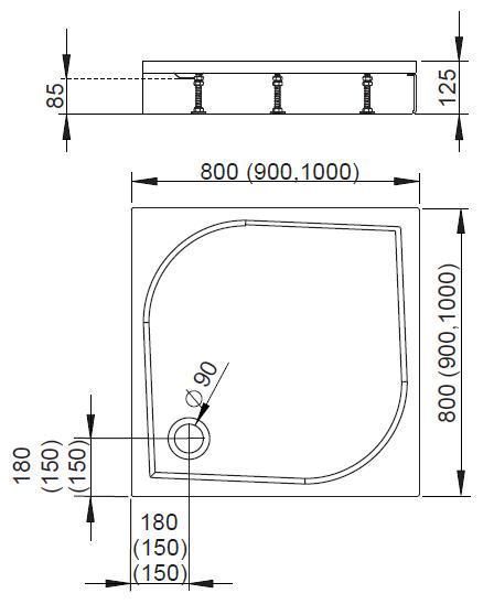 Душовий піддон Radaway Paros С 90x90 (MBC9090-47-1) сірий граніт 208709 фото