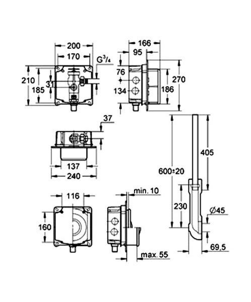 Смывное устройство под давлением для унитаза Grohe 37048000 68107 фото