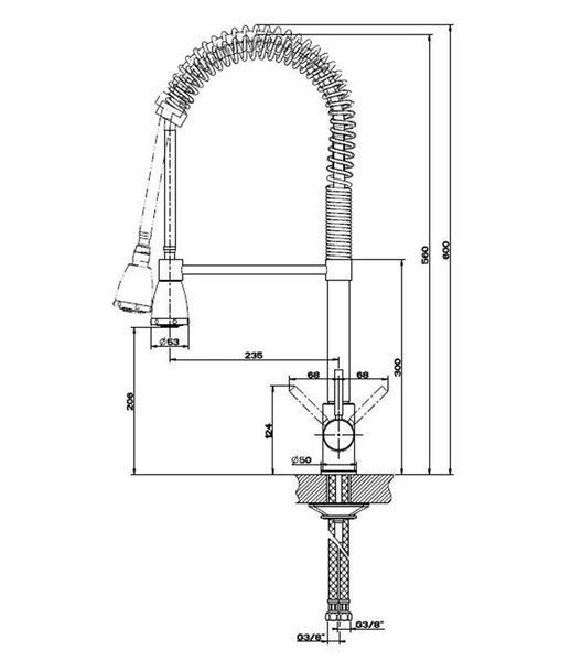 Смеситель для кухни Reginox Parana R18874 с душем (хром) 544640 фото