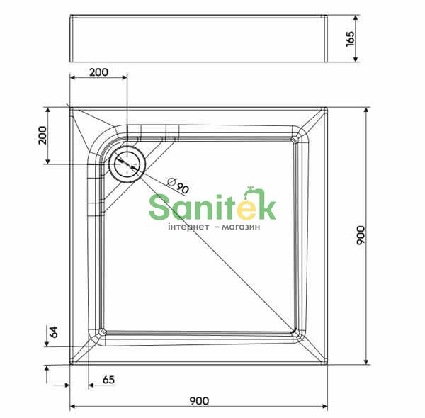 Душовий піддон Kolo First 90x90 (XBK1690000) квадратний 93926 фото