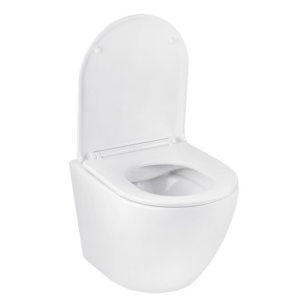 Комплект інсталяції Grohe Solido 2 в 1 38971000 + Панель змиву для унітазу Grohe Even 389662430 + Унітаз підвісний безобідковий Kroner Harz WHI493736 RIMLESS з сидінням Slim Duroplast /Soft 995156 фото