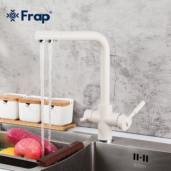Змішувач для кухні Frap F4352-24 із підключенням питної води (білий) 927906 фото