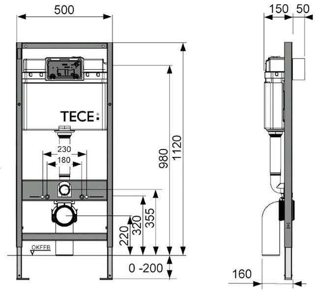 Инсталляция для унитаза Tece Base 1120 мм 9400401 2в1 164587 фото