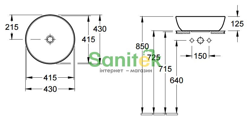 Умивальник Villeroy&Boch Artis Ø 43 см (41794301) 157752 фото