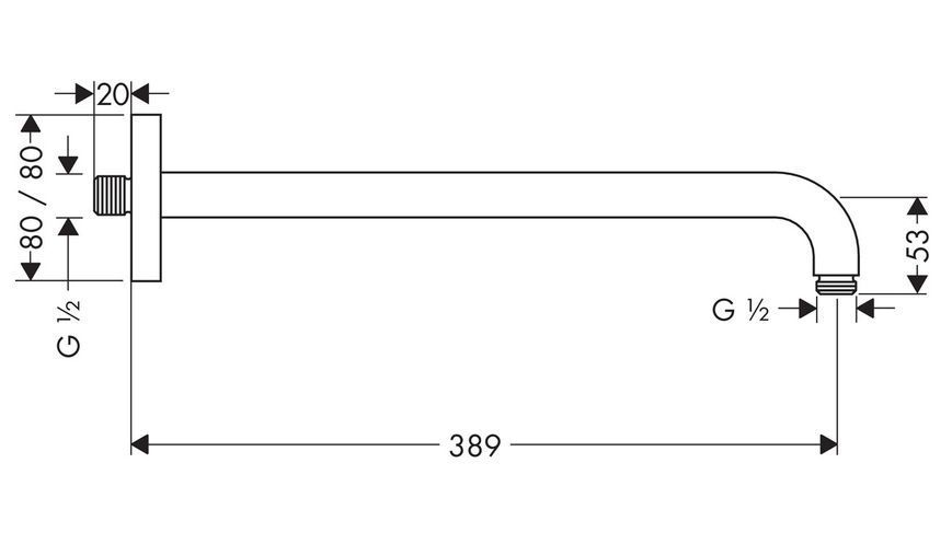 Тримач верхнього душу Hansgrohe 27446000 настінний 400 мм (хром) 128678 фото