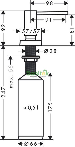 Дозатор для жидкого мыла Hansgrohe A71 40468800 нерж.сталь 265136 фото