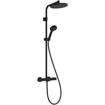 Душевая система Hansgrohe Activera S 240 1jet Showerpipe EcoSmart 28078670 с термостатом (черный матовый) 992779 фото