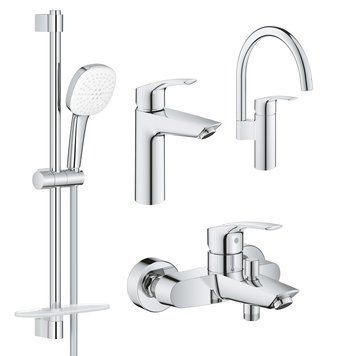 Набор смесителей для ванной комнаты Grohe Eurosmart UA123248M3 + кухнный смеситель 873067 фото