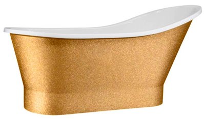 Ванна акриловая Besco Gloria Glam 160x68 (WMD-160-GLZ) отдельностоящая золото с сифоном Click-Claсk 494451 фото