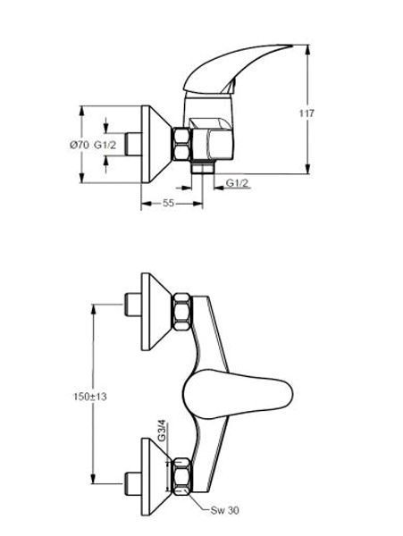 Змішувач для душу Vidima Orion В4224АА з/акс (хром) 121222 фото
