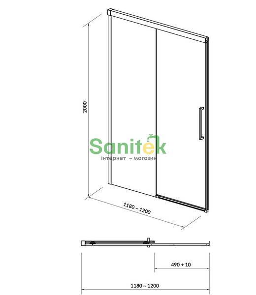 Душові двері Cersanit Crea 120 (S159-007) профіль хром/скло прозоре 493725 фото