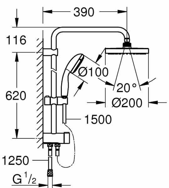 Душова система Grohe Tempesta New 27389002 (хром) 240676 фото