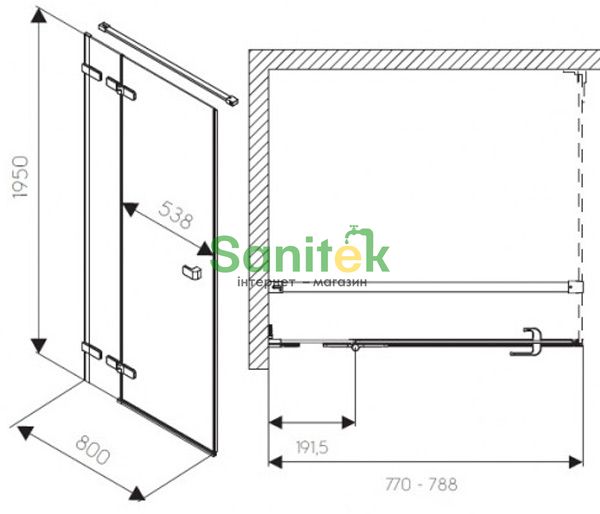 Душові двері Kolo Next 80 (HDSF80222003L) сріблястий профіль/скло прозоре Reflex (ліва) 153198 фото