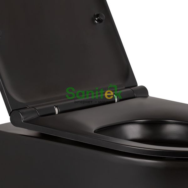 Унітаз підвісний Qtap Robin Rimless (QT1333046ERMB) з сидінням Slim Soft-close (чорний мат) 389090 фото