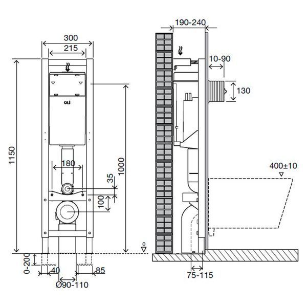 Інсталяція для унітазу Oli Quadra Plus Mechanic 135974/722019 (механіка вузька 30 см) 239817 фото