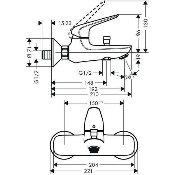 Змішувач для ванни Hansgrohe Novus 71040000 (хром) 160255 фото