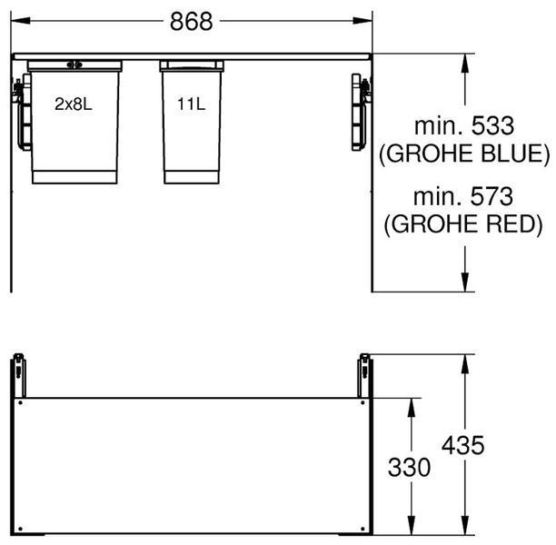 Система сортировки отходов Grohe 40983000 (2х8л/11л) 354763 фото