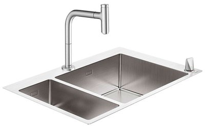 Кухонная мойка Hansgrohe C71-F655-09 ST (43206800) + Смеситель для кухни Hansgrohe Metris Select M71 73818800 с душем 304977 фото