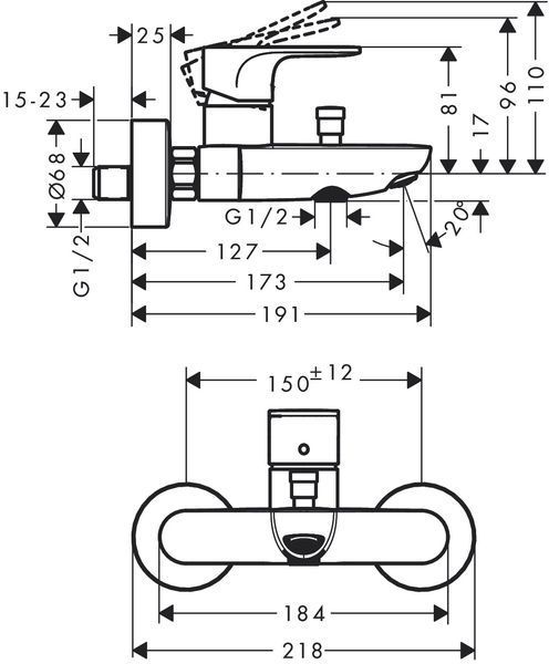 Смеситель для ванны Hansgrohe Rebris S 72443000 (хром) 547743 фото