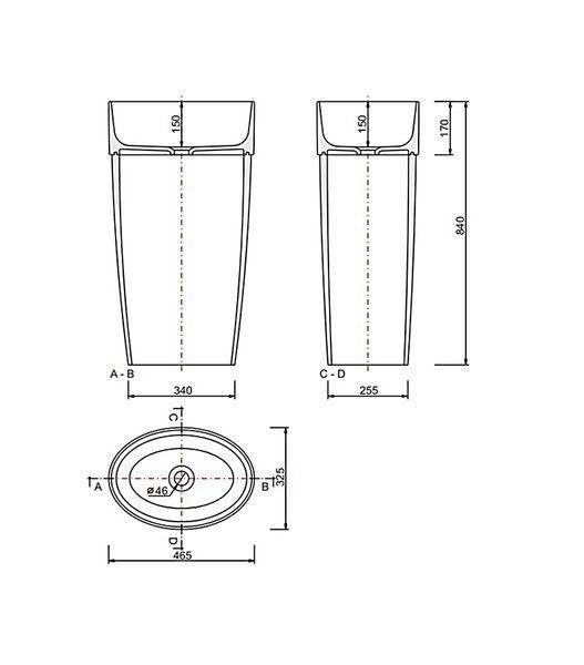 Умывальник Besco Uniqa B&W 32x46 см (чёрный/белый) 371684 фото