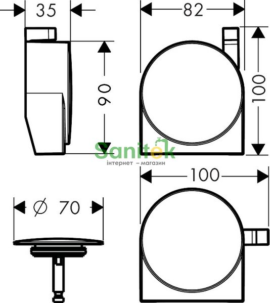 Накладка для сифону на ванну Hansgrohe Exafill S 58117670 (чорний матовий) 304689 фото