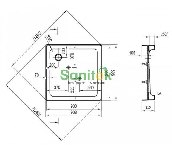 Душевой поддон Ravak Modena 90x90 Slim (XАU0000031) квадратный 495066 фото