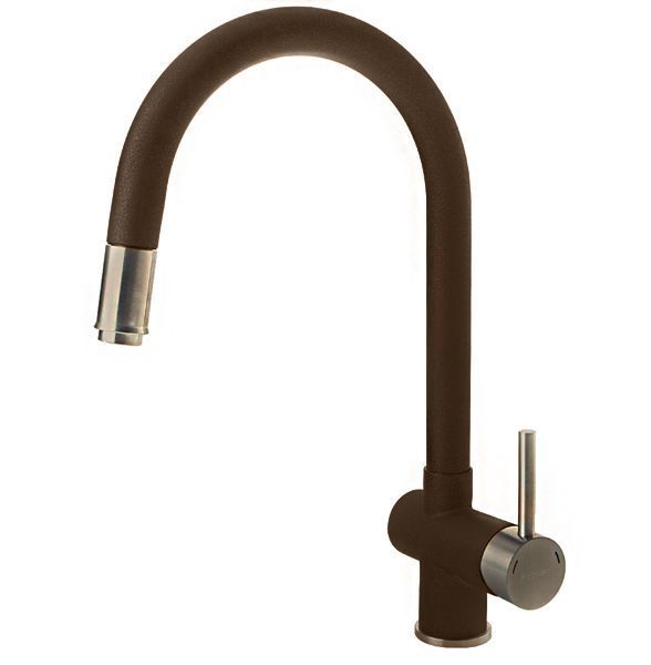 Смеситель для кухни Fabiano FKM 47P S/Steel Espresso с душем (Espresso/нержавеющая сталь) 282938 фото