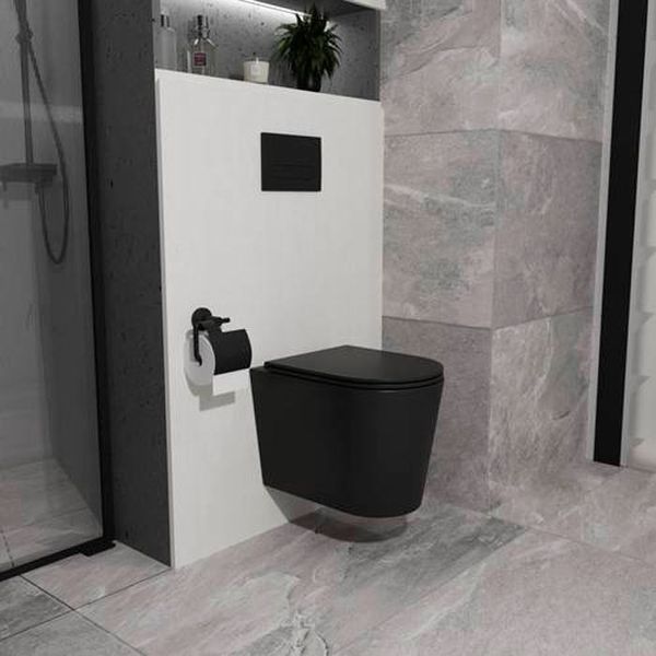Унитаз подвесной Koller Pool Orion OR-0515-RW-MB с сиденьем Soft Closing (черный матовый) 959451 фото