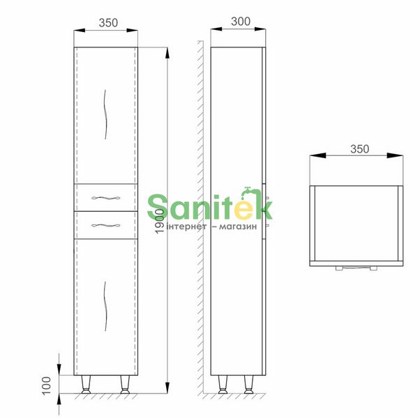 Пенал для ванной Sanwerk Mindal MV0000432 (белый) левый 153588 фото