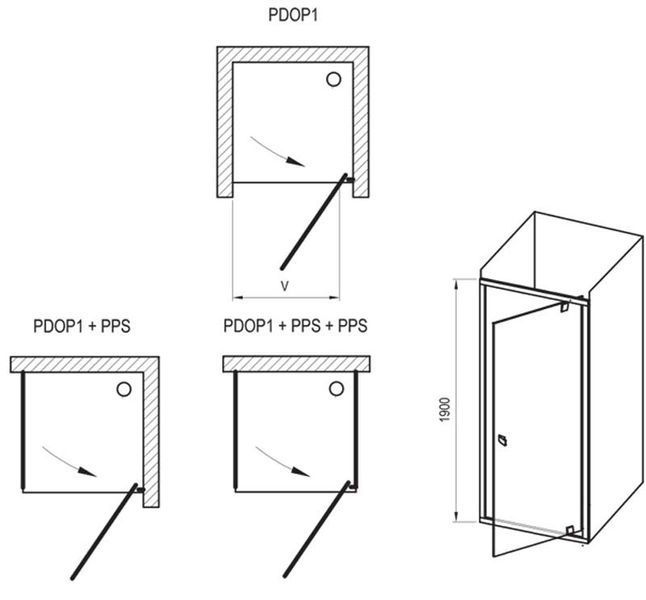 Душова кабіна Ravak Pivot PDOP1+PPS 80x80 (03G40101Z1+90G40100Z1) білий профіль/скло Transparent 279686 фото
