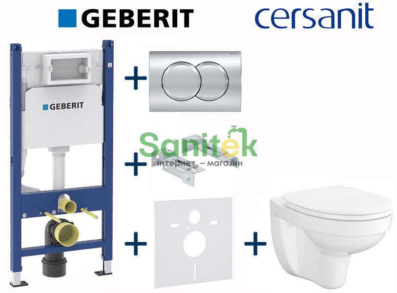 Комплект інсталяції Geberit Duofix 458.126.00.1+115.107.21.1 з унітазом Cersanit Cersania Simple On з сидінням Soft Closing 696782 фото