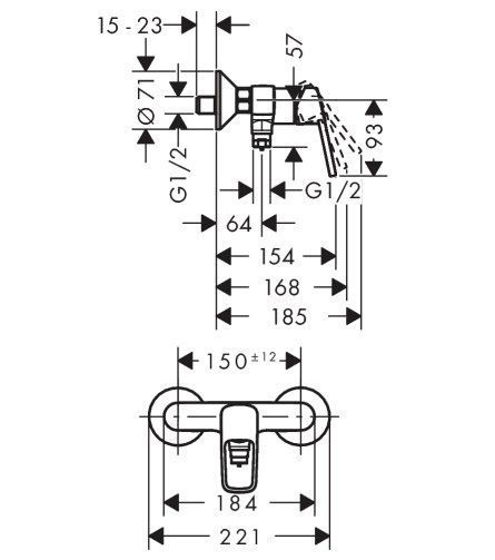 Смеситель для душа Hansgrohe Logis Loop Eco 71613000 (хром) 240846 фото