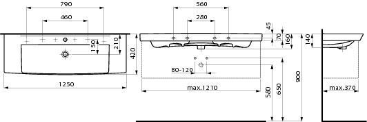 Умивальник Laufen Pro 125x42 см (H8109590001041) 161936 фото