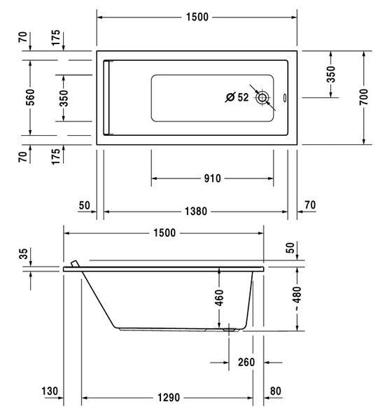 Ванна акрилова Duravit Starck 150x70 (700331000000000) 124164 фото