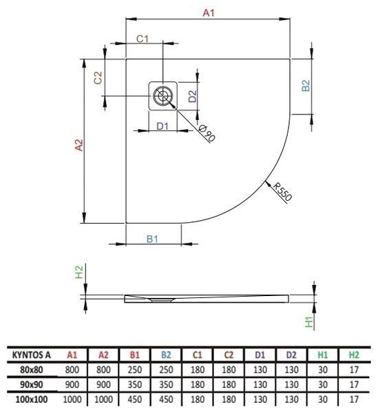 Душовий піддон Radaway Kyntos A 90x90 (HKA9090-04) 281125 фото