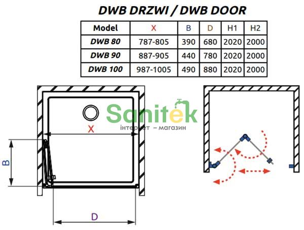 Душові двері Radaway Essenza New DWB 90/L (385076-01-01L) профіль хром/скло прозоре 265808 фото