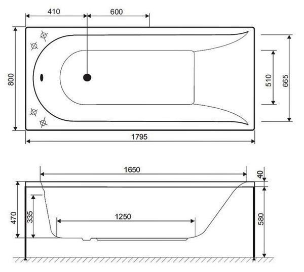 Ванна гідромасажна Am.Pm Inspire 180x80 (W5AW-180-080W1O) 119620 фото