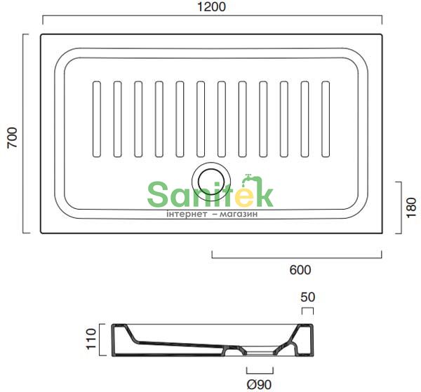 Душовий піддон Catalano Base 120x70 (17012000) 159412 фото