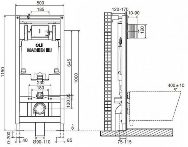 Комплект інсталяції Oli 659044 з унітазом Cersanit Virgo Clean On S701-427 Soft Closing 828913 фото