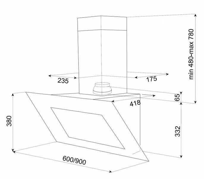 Вытяжка кухонная Teka DVT 980 W (40483542) белое стекло 132593 фото