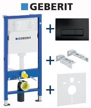 Інсталяція для унітазу Geberit Duofix Basic Delta 458.103.00.1 4в1 (клавіша Delta 50 чорний глянець) 693272 фото