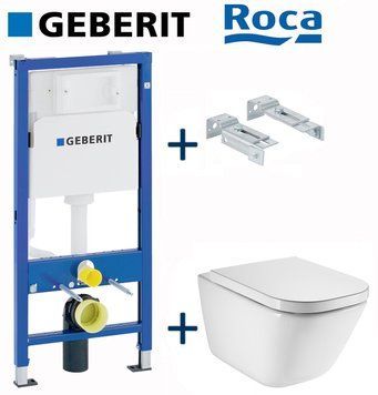 Комплект инсталляции Geberit Duofix Basic Delta 458.103.00.1 с унитазом Roca Gap Rimless A34H47C000 с сиденьем Soft Closing 494344 фото