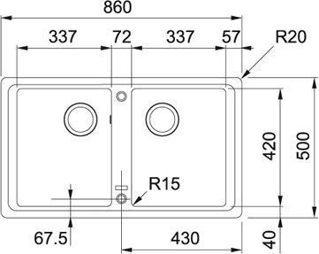 Гранитная мойка Franke Basis BFG 620 (114.0363.940) оникс 139612 фото