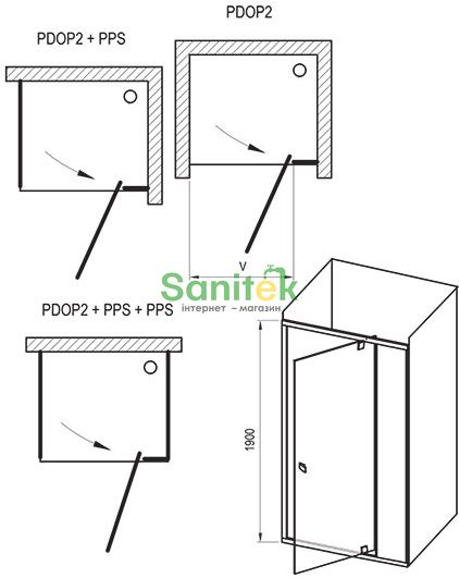Душевая дверь Ravak Pivot PDOP2-110 (03GD0U00Z1) сатиновый профиль/стекло Transparent 151742 фото