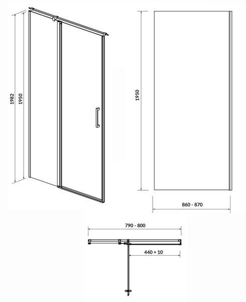 Душова кабіна Cersanit Moduo 80x90 (S162-003+S162-008) хромований профіль/скло прозоре ліва 547302 фото